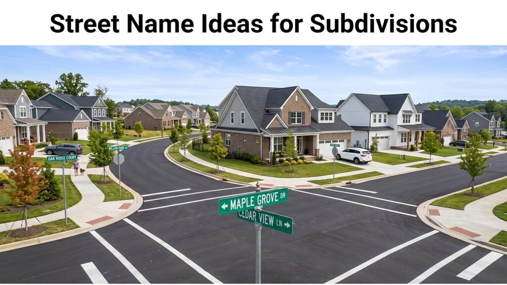Street Name Ideas for Subdivisions
