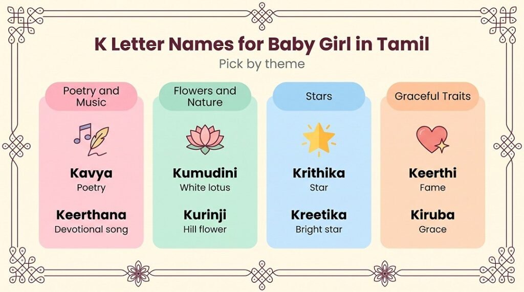 K Letter Names for Baby Girl in Tamil